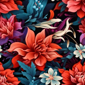 Dark Blue Floral Pattern - Seamless Design