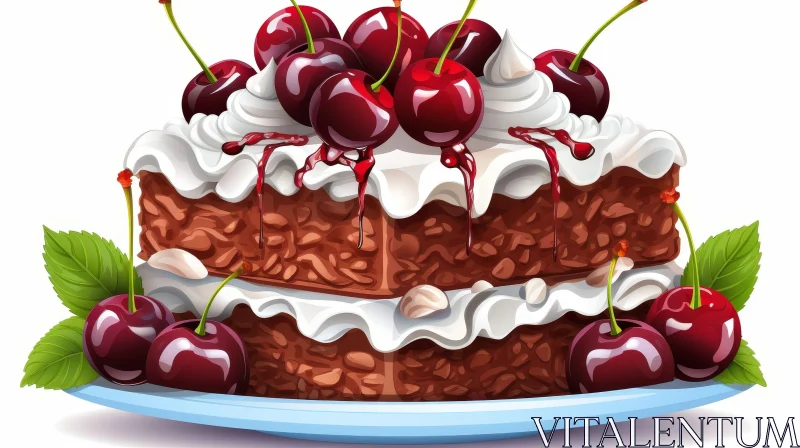 Decadent Chocolate Cake with Cherries | Sweet Delight AI Image