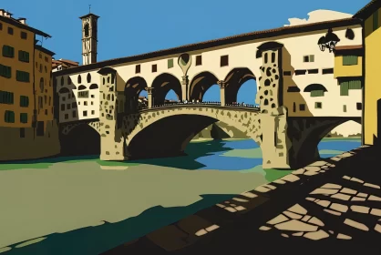 Elegant Pop Art Bridge with Naturalistic Shadows