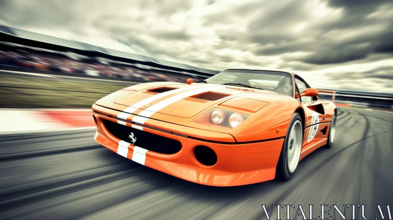 Red Ferrari F40 Speeding on Race Track AI Image
