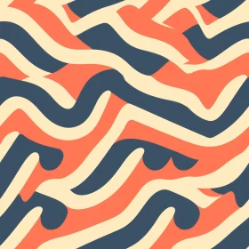 Wavy Curved Lines Seamless Pattern in Orange, Blue, and Cream