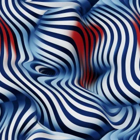 Wavy Surface with Red and Blue Stripes | 3D Rendering