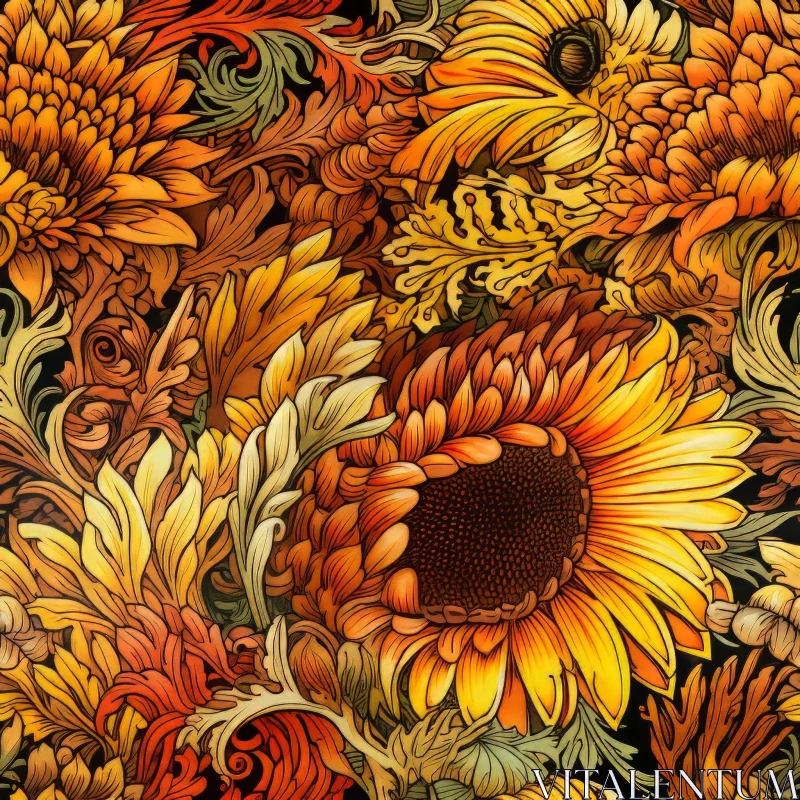 Autumn Floral Seamless Pattern for Websites and Blogs AI Image