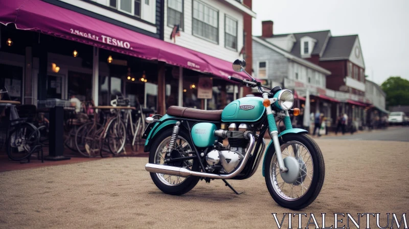Classic Motorcycle Parked on City Street AI Image
