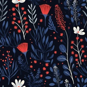 Dark Blue Floral Pattern - Seamless Design