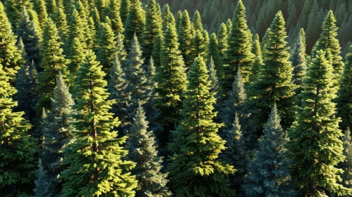 Enchanting Top View of a Coniferous Forest