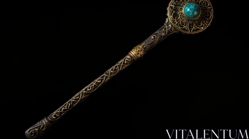Intricate Ceremonial Mace with Celtic Knot Design AI Image