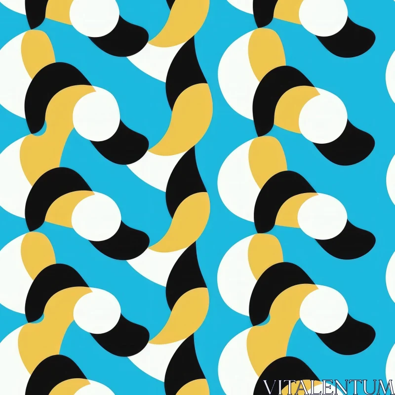 Modern Geometric Vector Pattern in Black, White, Yellow on Blue AI Image