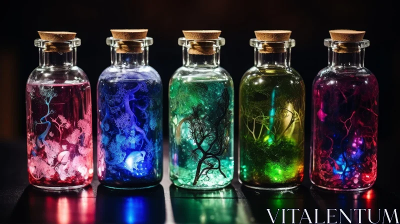 AI ART Mysterious Glass Bottle Still Life Composition