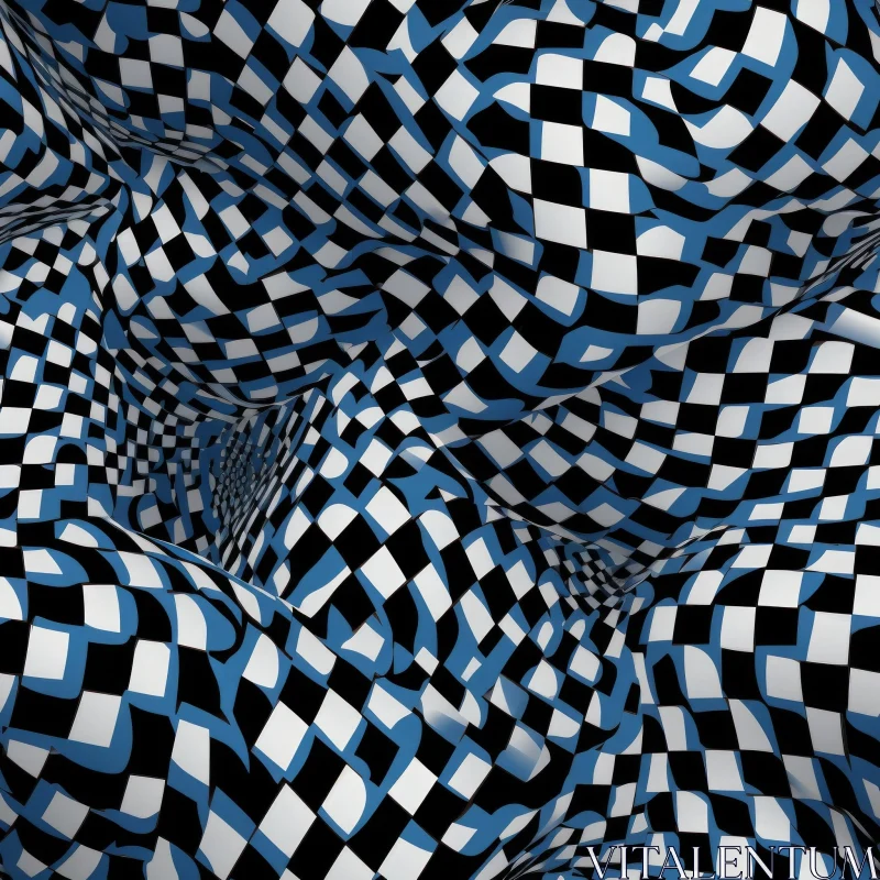 Psychedelic Blue and White Optical Illusion Pattern AI Image