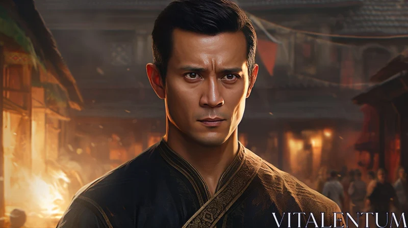 Serious Young Asian Man Portrait AI Image