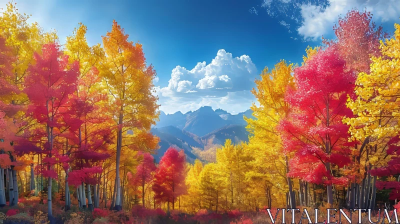 Tranquil Autumn Forest Landscape AI Image