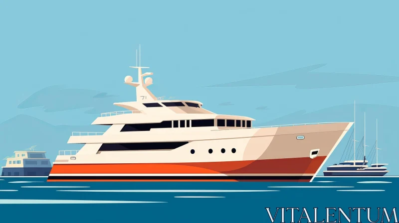 AI ART White Yacht Illustration at Marina