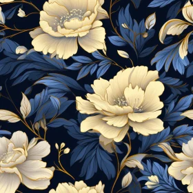Blue and Yellow Floral Seamless Pattern