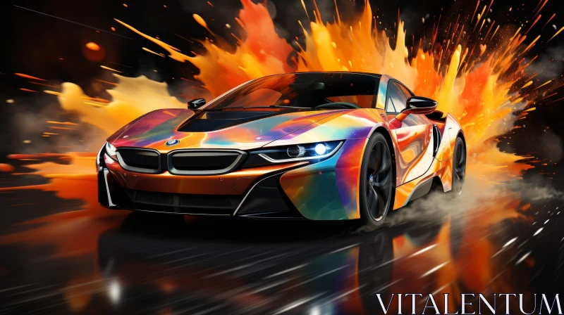 BMW i8 Sports Car Digital Painting AI Image
