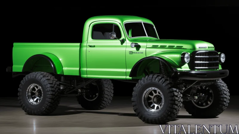 Bold and Graceful Green Truck with Large Tires AI Image