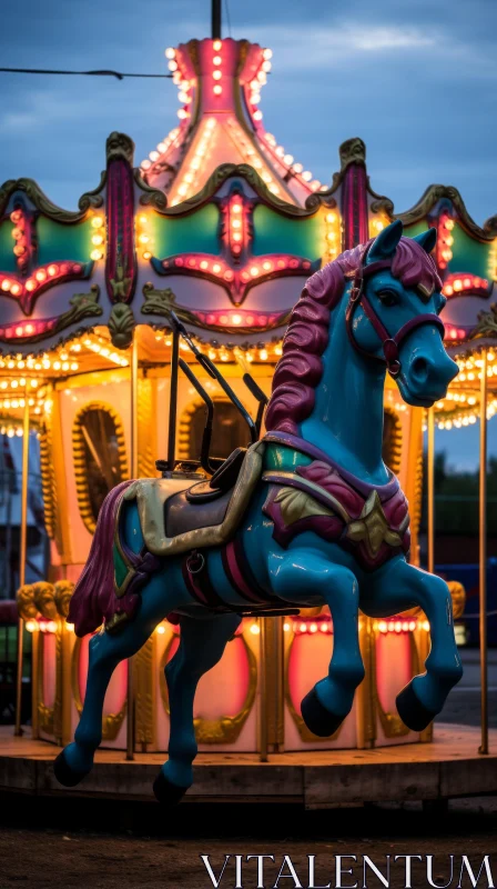 Colorful Carousel Horse in Motion: A Study in Neue Sachlichkeit AI Image
