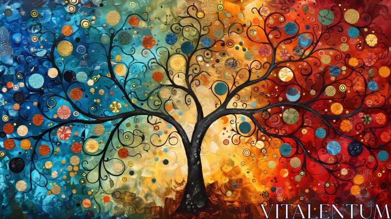 Colorful Tree Painting - Abstract Art AI Image