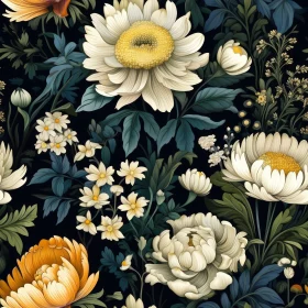 Dark Blue Floral Seamless Pattern Design