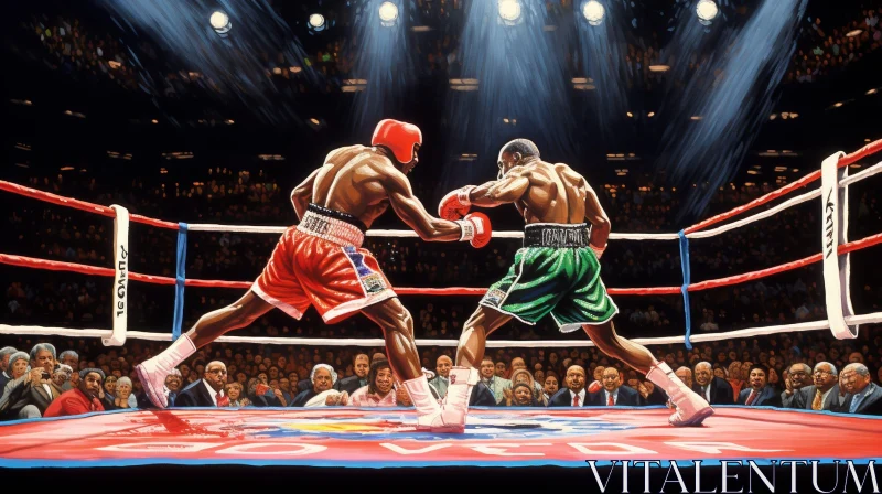 Intense Boxing Match Painting AI Image