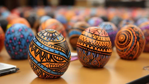 Artistic Easter Eggs in Tribal Abstraction Style