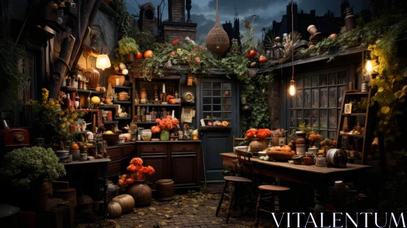 Candlelit Pumpkin Kitchen in Photorealistic Cityscape Style AI Image