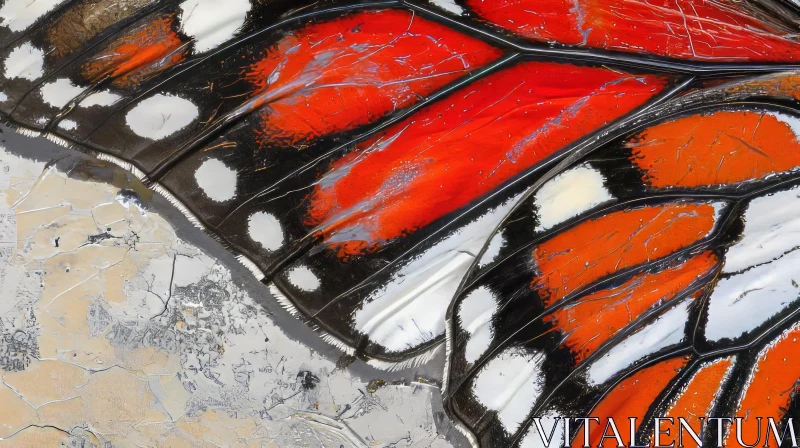 Close-up of Monarch Butterfly Wing | Bright Orange with Resin Coating AI Image