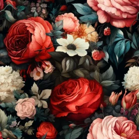 Dark Floral Seamless Pattern with Roses