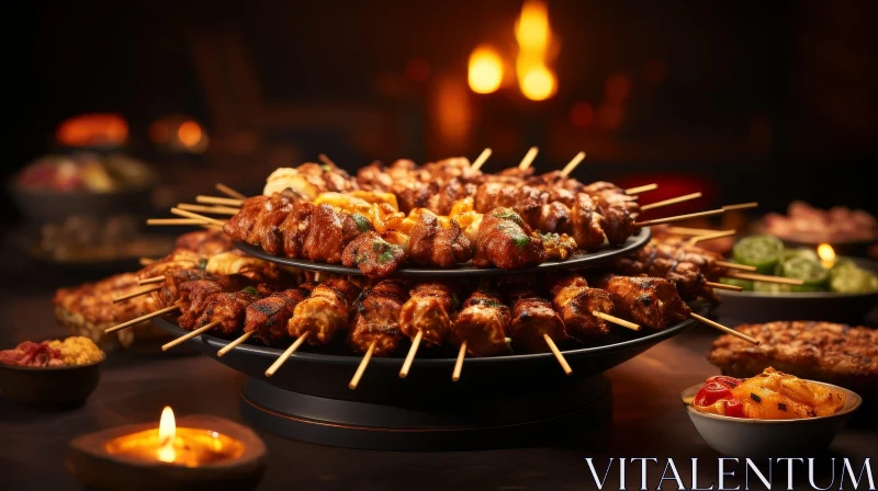 Delicious Chicken Skewers Still Life AI Image