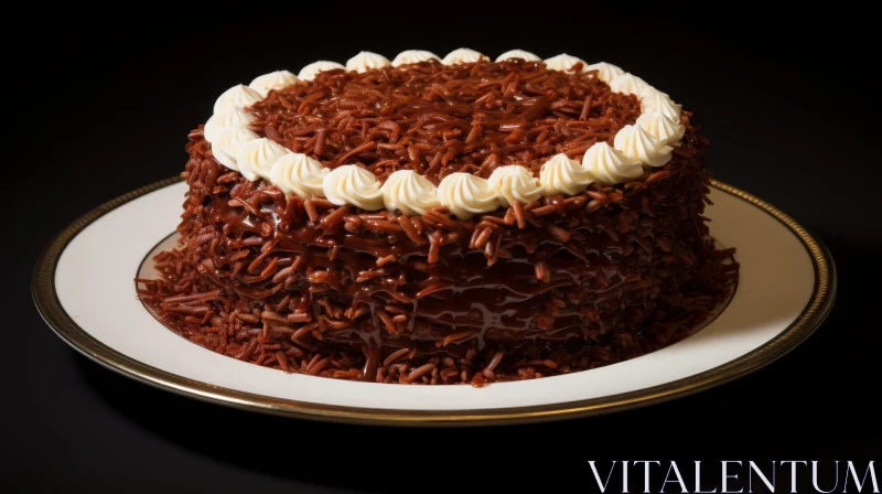 Delicious Chocolate Cake with White Icing and Nuts AI Image