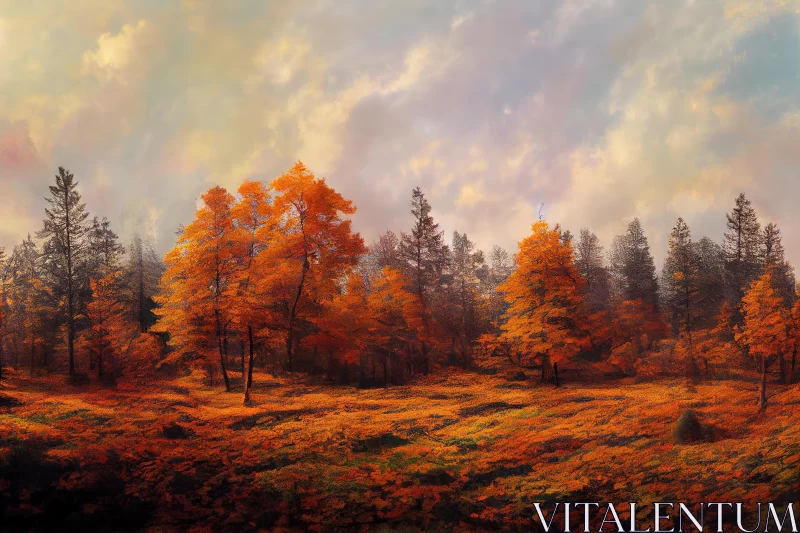 Enchanting Autumn Forest: Captivating Painting of Nature AI Image