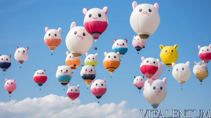 Japanese-Inspired Animal Balloons Adorn the Sky AI Image