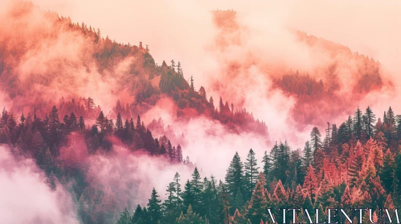 Majestic Forest Landscape in the Mountains AI Image