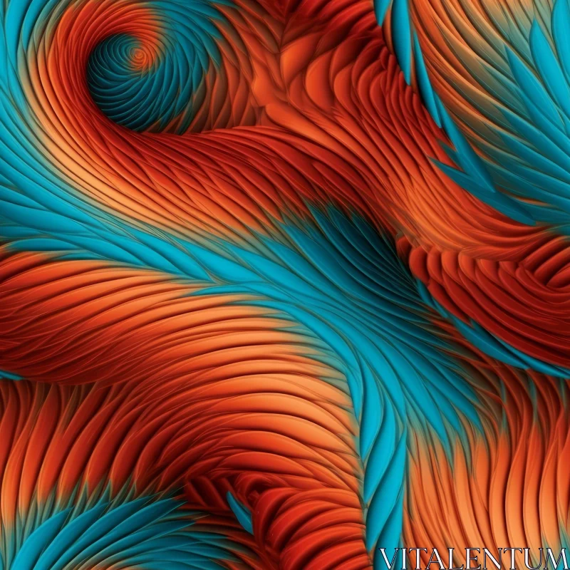 Blue and Orange Waves Seamless Pattern AI Image