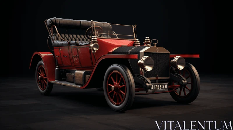 Captivating Vintage Red Antique Car on Dark Background AI Image