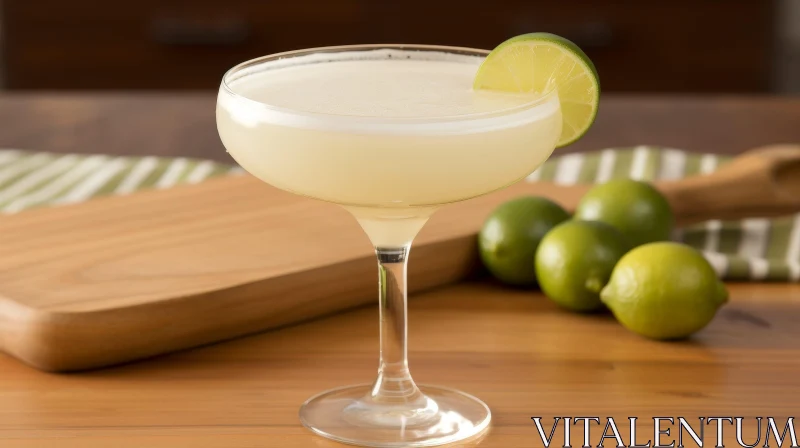 Classic Margarita Cocktail in Coupe Glass AI Image