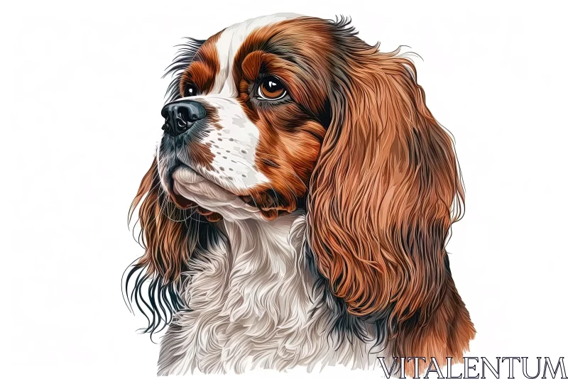 Detailed Shaded Illustration of a Cavalier Spaniel | Realistic Portrait AI Image