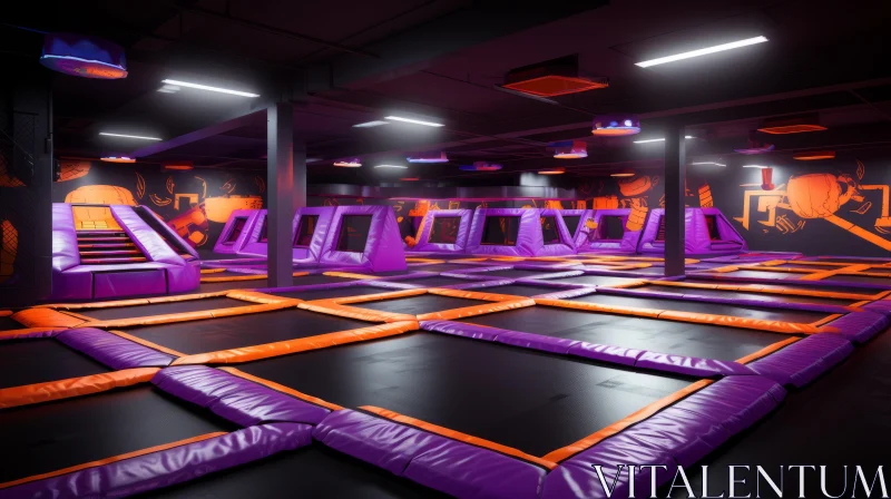 Dreamy Industrial-Inspired Trampoline Park Art AI Image