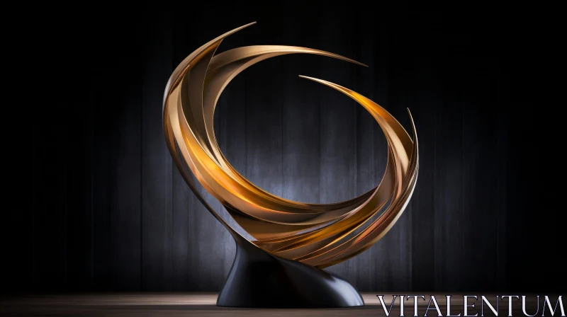 AI ART Golden Abstract Sculpture - 3D Rendering