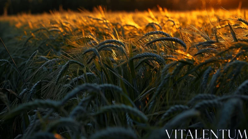 Golden Wheat Field at Sunset - Serene Nature Photography AI Image