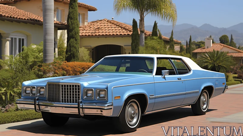 Luxurious Light Blue Car with Mesoamerican Influences | Precisionist Style AI Image