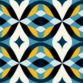 Symmetrical Geometric Pattern - Blue Yellow White