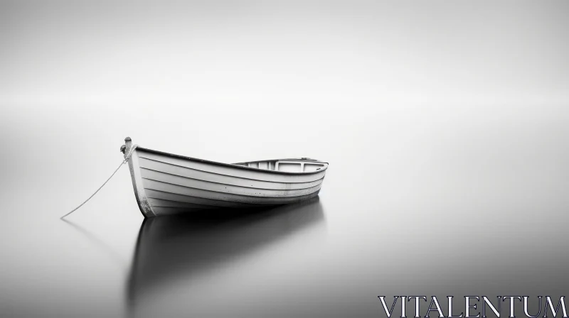 Tranquil Black and White Boat Scene AI Image