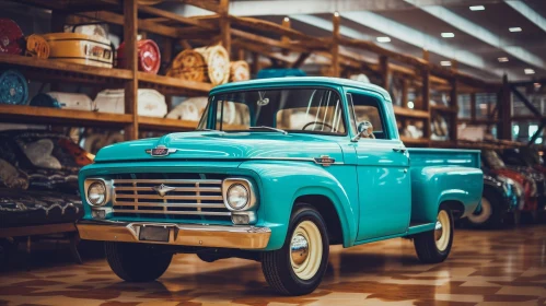 Vintage Ford F-100 Pickup Truck in Showroom
