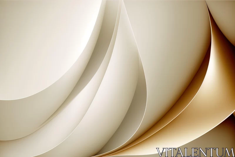 Abstract Beige and Gold Color Background with Smooth Curves and Folded Planes AI Image