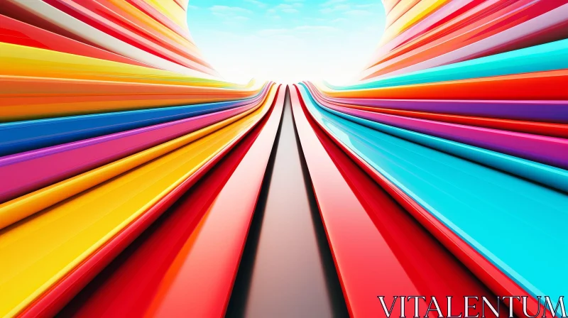 Colorful 3D Abstract Tunnel - Rainbow Inspired AI Image