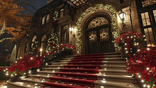 Enchanting Christmas Mansion with Twinkling Lights