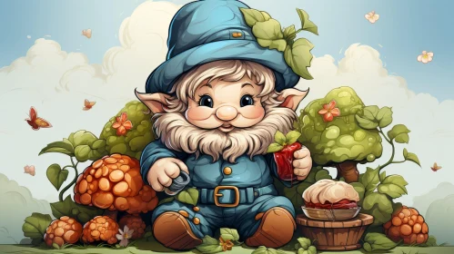 Enchanting Gnome Cartoon in Forest