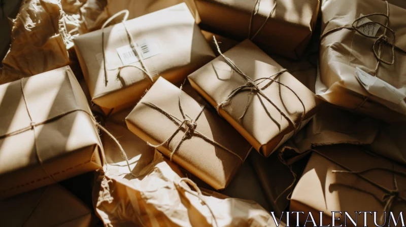 AI ART Ethereal Brown Paper Packages: A Delicate Composition