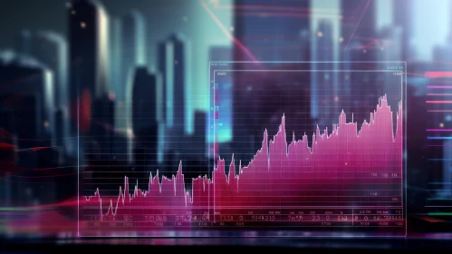 Futuristic Stock Market Graph - Cityscape Background